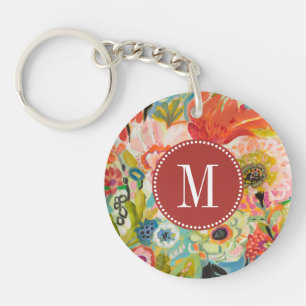 Porte-clés Jardin secret III floral du monogramme  