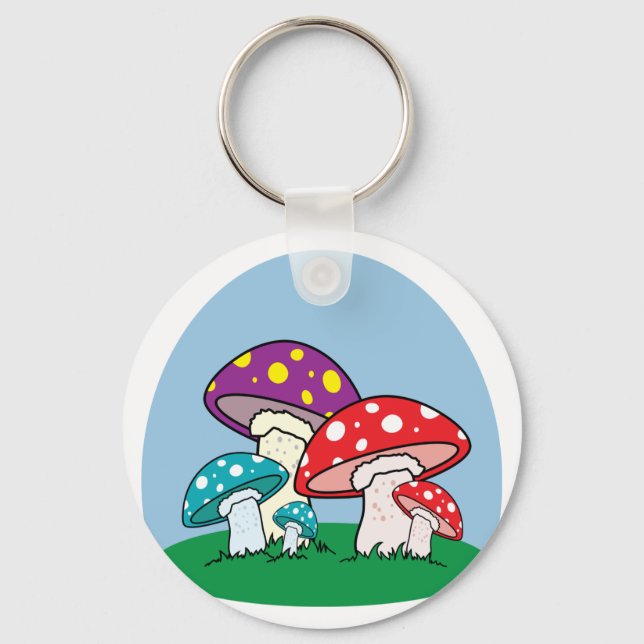 Porte-clés Jardin vibrant de champignons amanites (Recto)