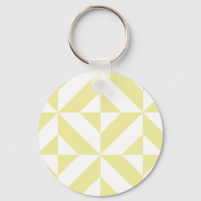 Porte-clés Jaune clair Art Déco géométrique (Recto)