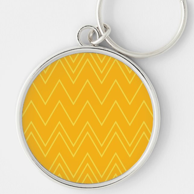 Porte-clés Jaune, cool, tendance, moderne, motif de zigzag ur (Devant)
