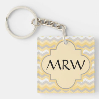Porte-clés Jaune/Gris Chevron Zigzag