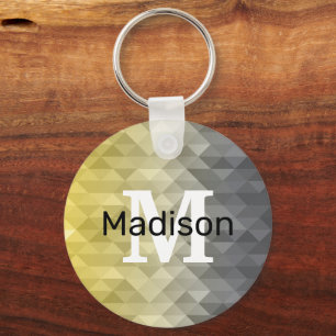 Porte-clés Jaune Gris Cool Dégradé Motif Géométrique Monogram