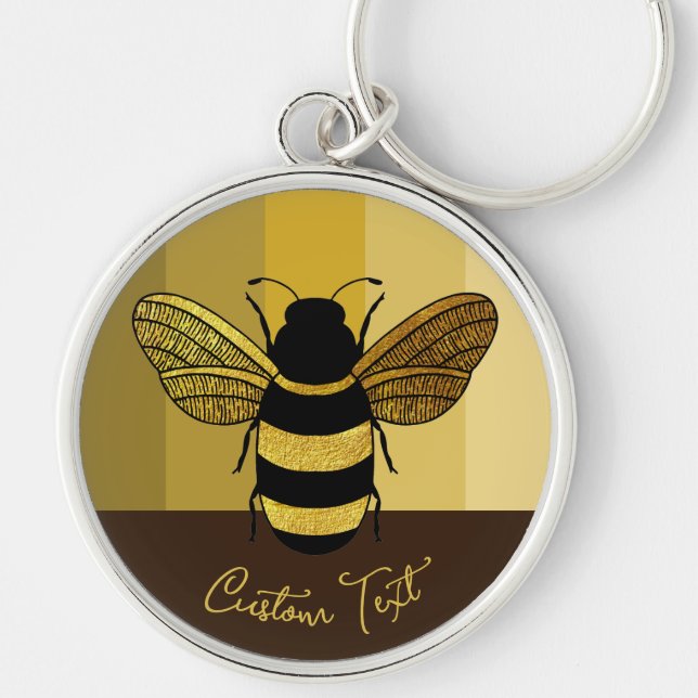 PORTE-CLÉS JAUNE LIGNES BROWN STRIPÉES OR BLACK BEE (Devant)