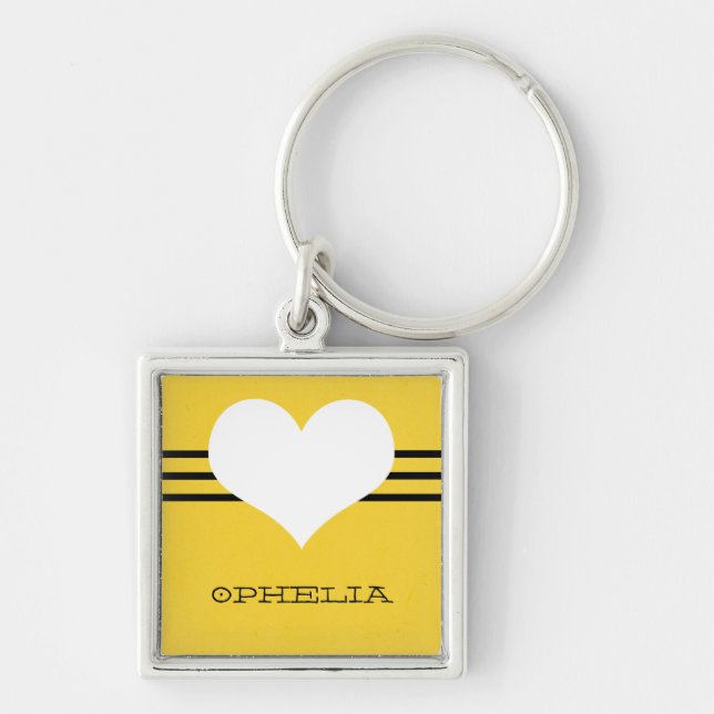 Porte-clés Jaune moderne Porte - clé Premium Heart (Devant)