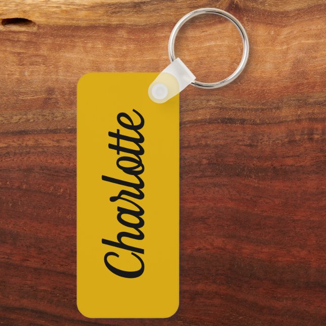 Porte-clés Jaune Moutarde & Personnalisation Nom Blanc (Verso)