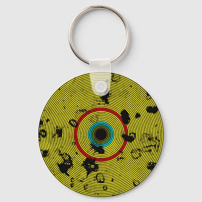 Porte-clés JAUNE Multicolor Vinyl Disk Texture Motif (Recto)