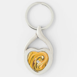 Porte-clés Jaune Noir coulée de marbre en acrylique ajoutez u