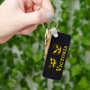 Porte-clés Jaune personnalisé sur les faces de citrouille dép