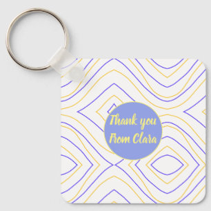 Porte-clés Jaune violet ajouter nom merci titre lignes courbe
