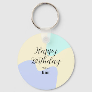 Porte-clés Jaune violet vert joyeux anniversaire abstrait pas