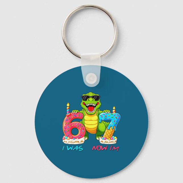 Porte-clés J'avais 6 ans 7 ans dinosaure 7 ans 7ème anniversa (Recto)