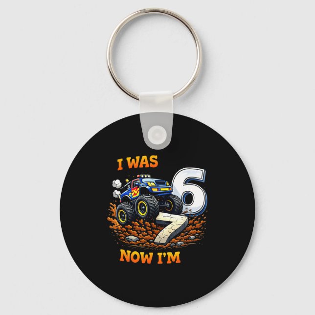 Porte-clés J'avais 6 ans j'ai 7 ans camion monstre anniversai (Recto)