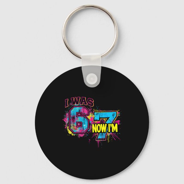 Porte-clés J'avais 6 ans maintenant j'ai 7 ans anniversaire,  (Recto)