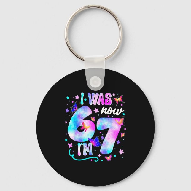 Porte-clés J'avais 6 ans maintenant j'ai 7 ans Papillon 7e an (Recto)