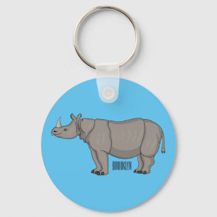 Porte-clés Javan rhinoceros cartoon illustration