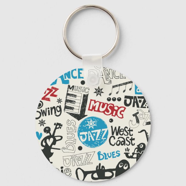 Porte-clés Jazz Doodle : Mélange de Musique Eclectique (Recto)