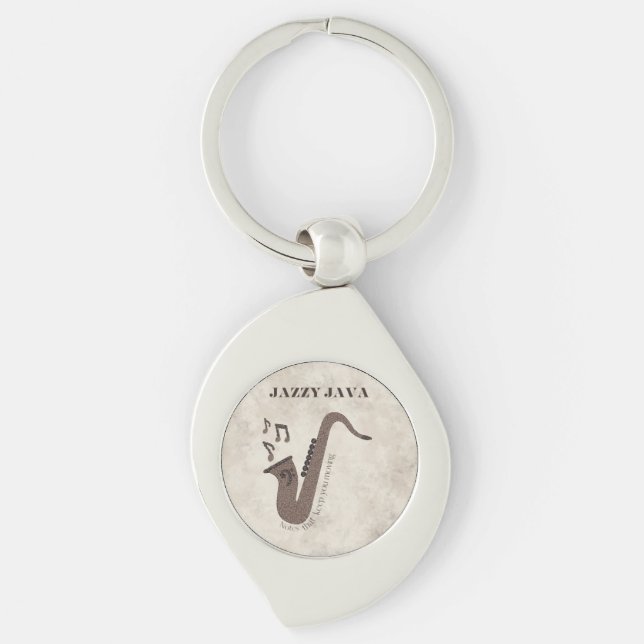 Porte-clés Jazzy Java-Grains de Café-Saxophone- (Devant)