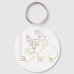 Porte-clés Jazzy, Scratching, Abstrait Cat Button Porte - clé