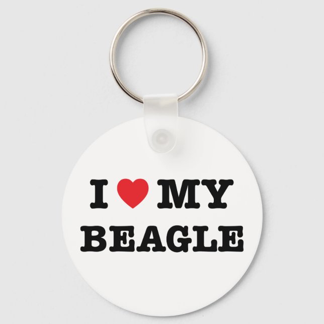 Porte-clés J'Coeur mon Beagle Porte - clé du bouton (Recto)