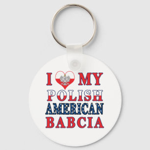 Porte-clés J'Coeur Mon Polonais Américain Babcia