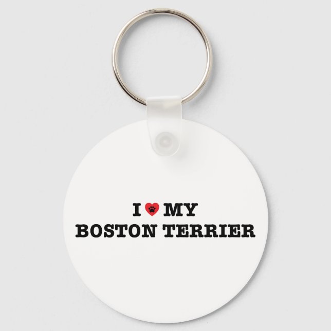 Porte-clés J'Coeur Mon Porte - clé Boston Terrier Button (Recto)