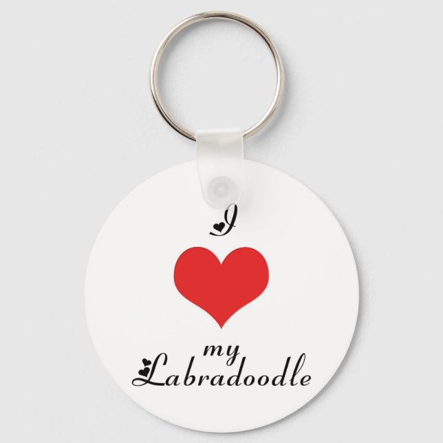 Porte-clés J'Coeur Mon Porte - clé de Labradoodle (Recto)