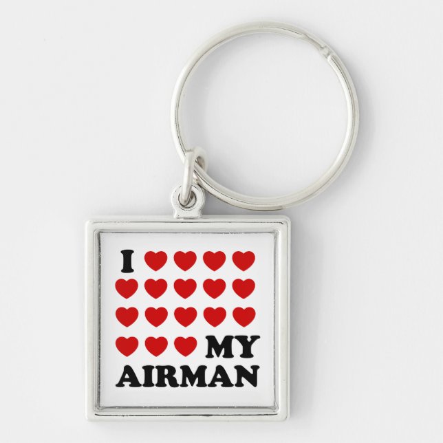 Porte-clés Je (coeur) mon Airman (Devant)