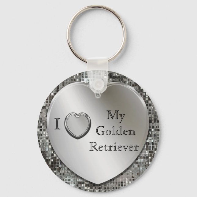 Porte-clés Je Coeur Mon Golden Retriever Heart Keychain (Recto)