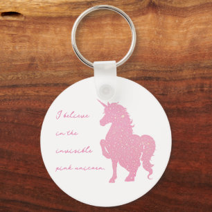 Porte-clés Je crois en la licorne rose invisible.