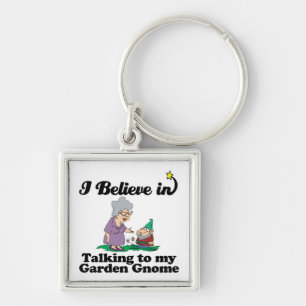 Porte-clés je crois en parler au gnome de jardin