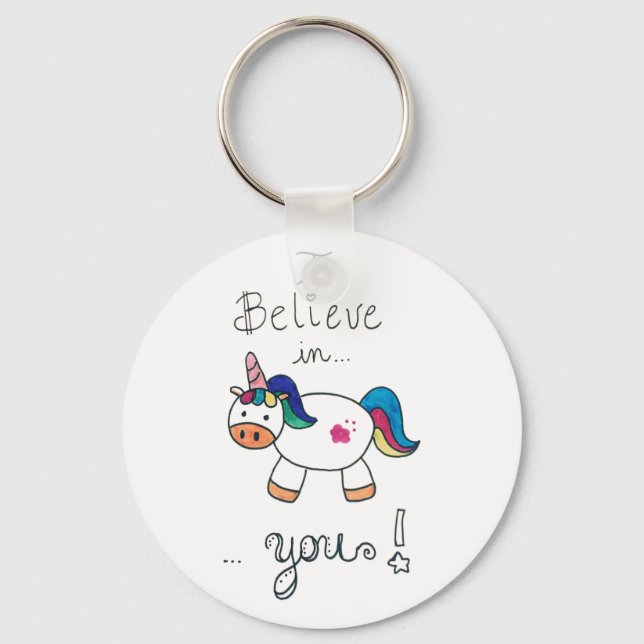Porte-clés Je crois en VOUS ! Unicorne (Recto)