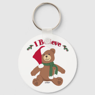 Porte-clés Je crois ! Ours en peluche de Noël