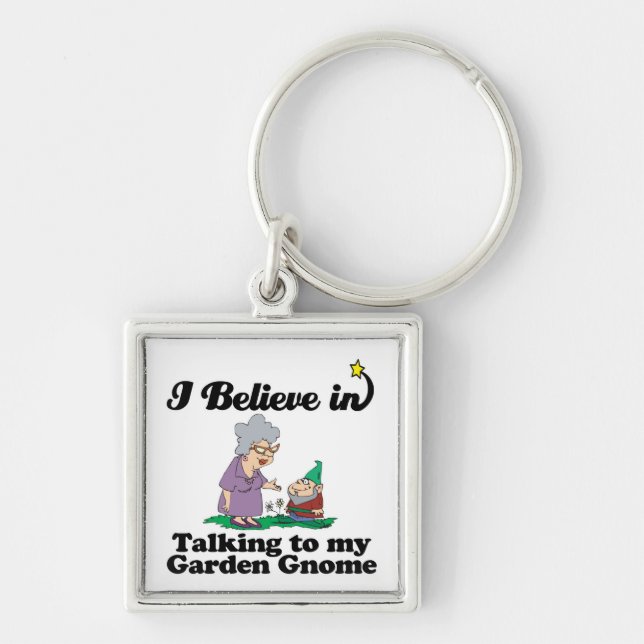 Porte-clés je crois parler à garden gnome (Devant)