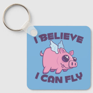 Porte-clés Je crois que je peux voler Cochonnet Mignon Kawaii