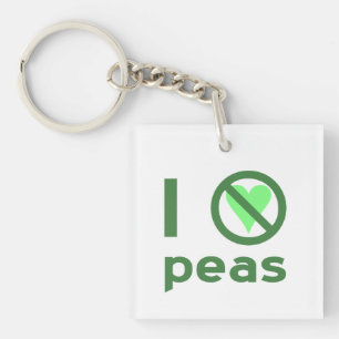 Porte-clés Je déteste les petits pois Texte vert