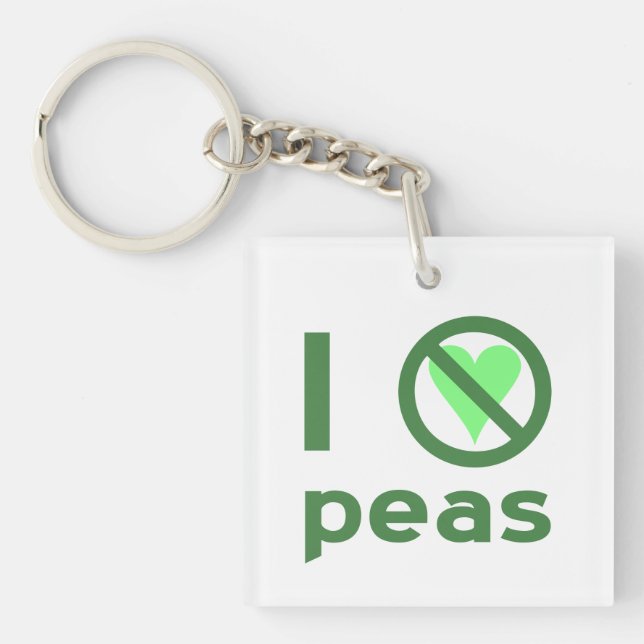 Porte-clés Je déteste les petits pois Texte vert (Devant)