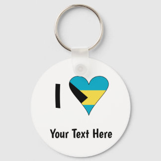 Porte-clés Je (Drapeau des Bahamas Cœur Amour) Votre Texte