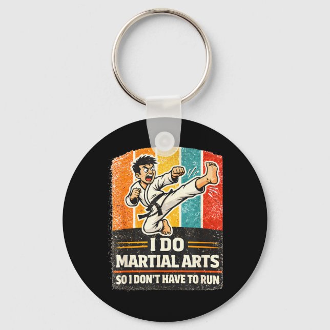 Porte-clés Je fais des arts martiaux drôle rétro conception d (Recto)