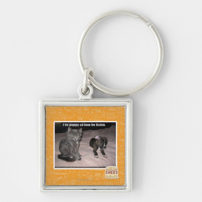 Porte-clés Je fixe le chiot (Devant)