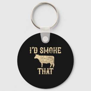 Porte-clés Je fumerais ce cadeau de grillades de vaches