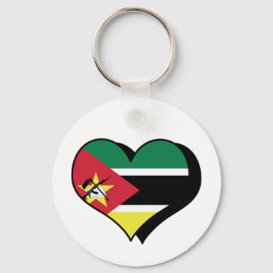 Porte-clés Je J'aime Cœur Drapeau Mozambique