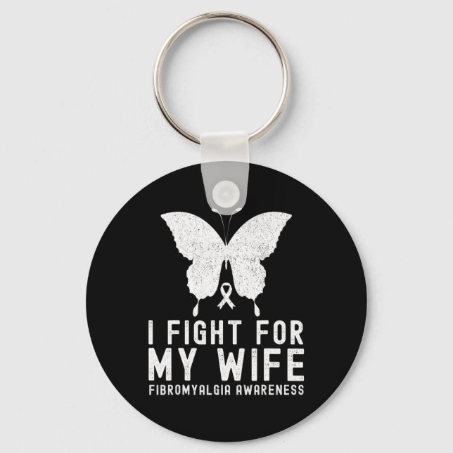 Porte-clés Je Lutte Pour Mon Épouse Fibromyalgie Mois B (Recto)