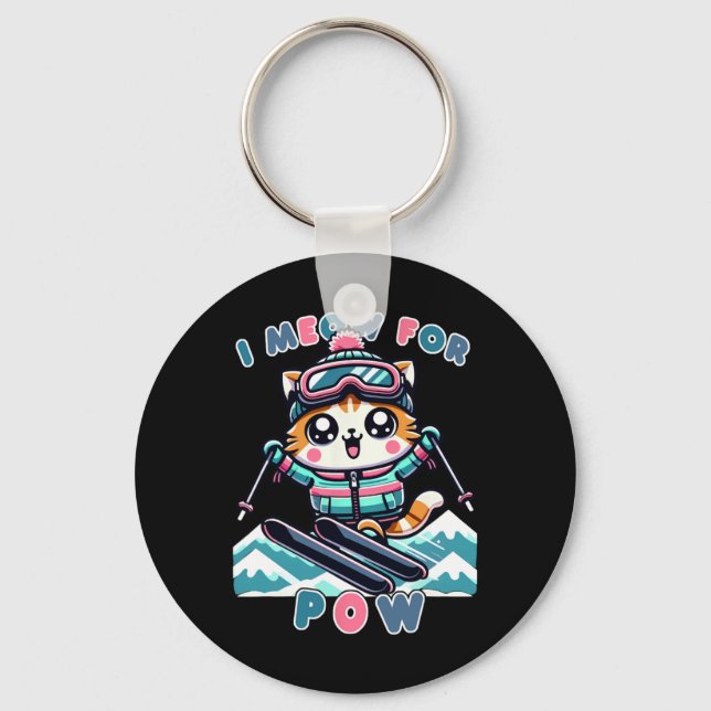 Porte-clés Je m'appelle pour Pow Drôle Kawaii Chat Ski Cool A (Recto)