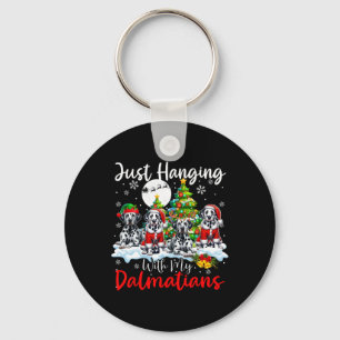 Porte-clés Je me suis accroché à mes Dalmatiens Noël Trois Pè