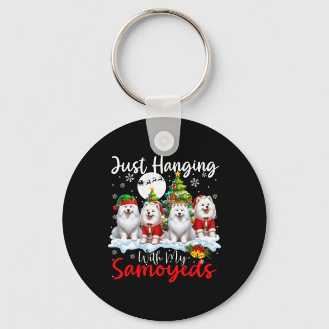 Porte-clés Je me suis accroché avec mon Samoyeds Xmas Trois C (Recto)