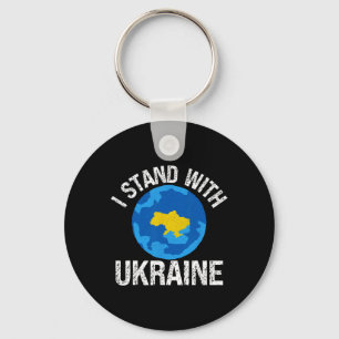 Porte-clés Je me tiens avec l'Ukraine Carte du monde Soutien