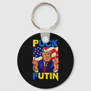 Porte-clés Je me tiens avec l'Ukraine Meme Trump Puck Futin V