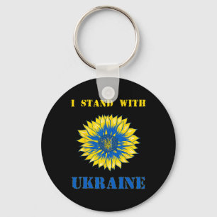 Porte-clés Je me tiens avec Ukraine Tournesol Rétro Floral Uk