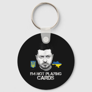 Porte-clés Je ne joue pas aux cartes Zelensky Trump Support