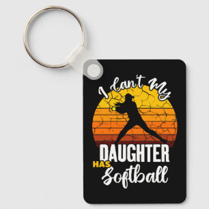 Porte-clés Je ne peux pas ma fille a softball Cadeau de maman